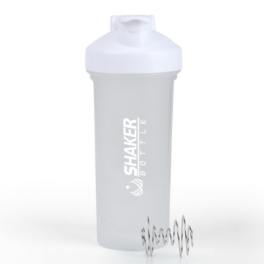 XTKS Protein Shaker Bottle 24oz- Leak- Proof GYM Shaker Cup with Handle and Mixing Ball Effortlessly Blend Drinks Stay Hydrated During Workouts - BPA Free (WHITE)
