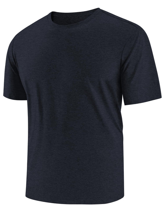 Workout Shirts for Men Dry Fit Gym Fishing Swim T Shirts Sun UPF 50 UV Protection Tee Summer Casual Clothes Crew Neck Polyester Tshirts Navy Blue S