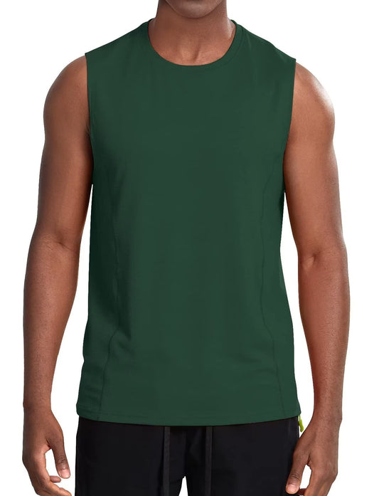 Workout Tanks Men Dry Fit(GreenS)